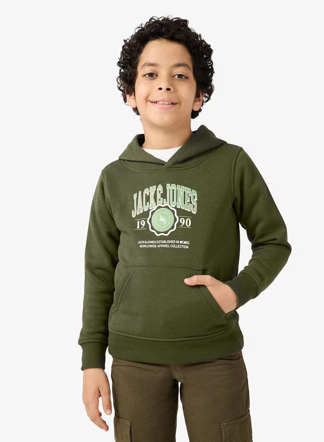 Худи детское с капюшоном jjmako Jack & Jones Junior, зеленый