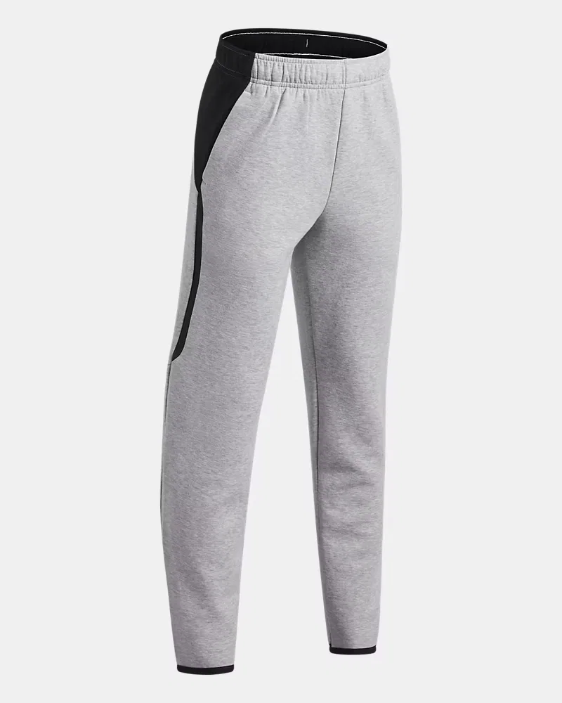 Детские джоггеры для мальчиков 63,5 см из мягкого двойного трикотажа UA Unstoppable Fleece UnderArmour, Mod Gray Light Heather/Black — фото 3