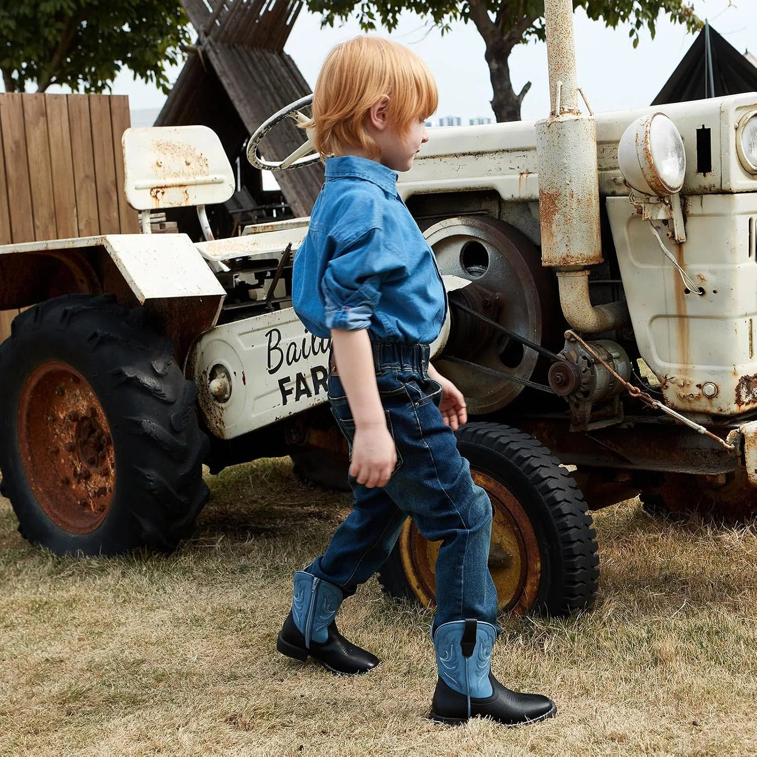 Детские сапоги-казаки для девочек и мальчиков IUV KIDS, Jean Blue — фото 2