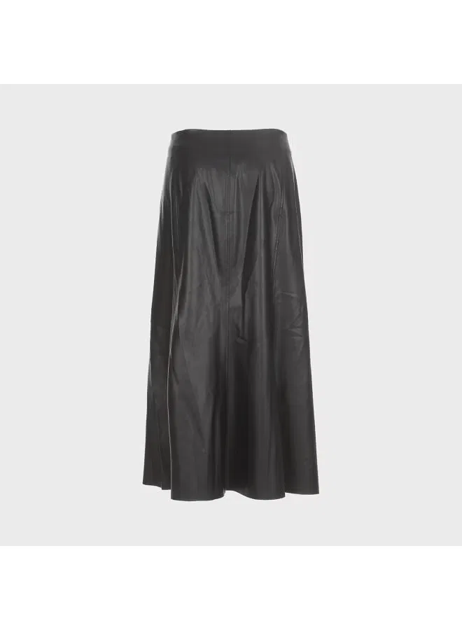 Юбка миди из мягкой экокожи Zara, черный — фото 3