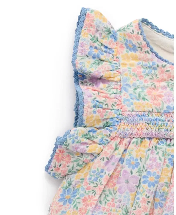 Детское хлопковое платье с коротким рукавом Purebaby, Isabella Print — фото 2