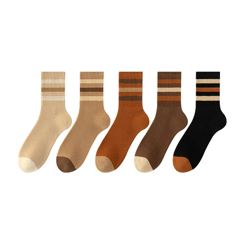 Детские носки-гольфы 5 пар MINISO, Black Coffee Mocha Khaki Light Coffee