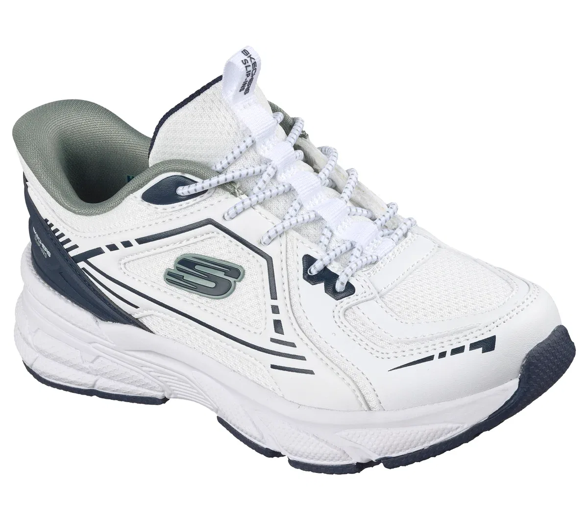 Детские слипоны Retro-Graph - Breezy-Pacer Skechers, белый/тёмно-синий — фото 4