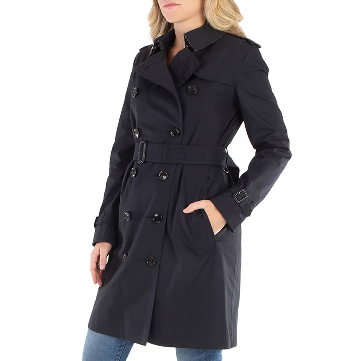 Пальто-тренчкот с двубортной застежкой The Kensington Burberry, Midnight — фото 3