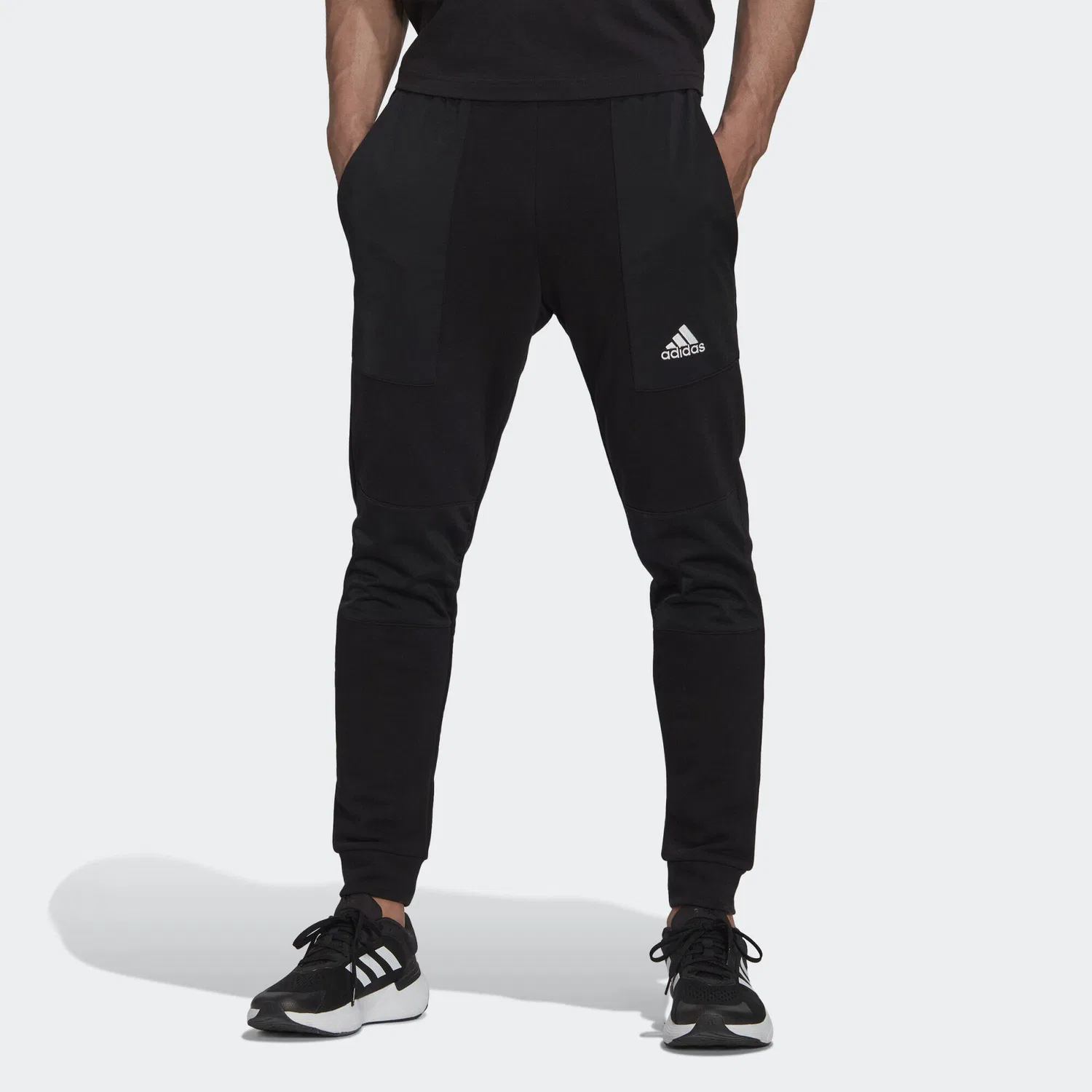 Мужские штаны из французского терри Adidas Essentials BrandLove, Schwarz Weiss