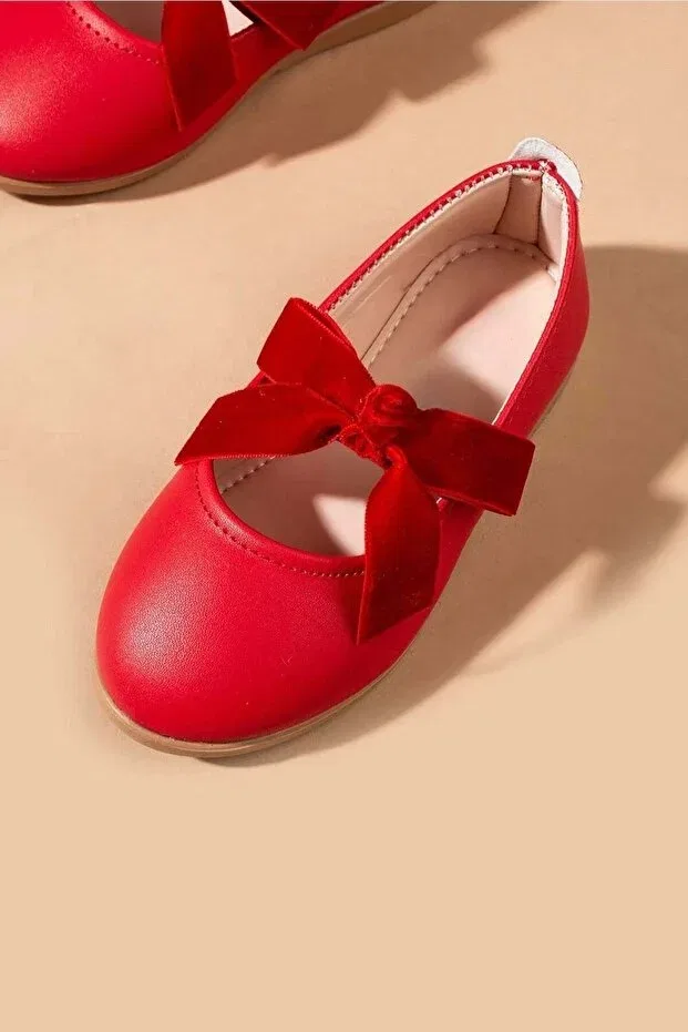 Детские туфли для девочек с бантом Bonino bowknot girls' shoes Miabambim, Red — фото 3