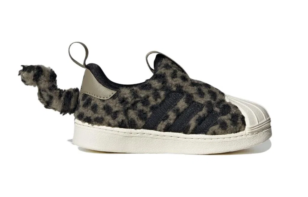 Детские кроссовки для малышей с принтом леопарда SUPERSTAR 360 Adidas Originals, Green Black Leopard Print — фото 3