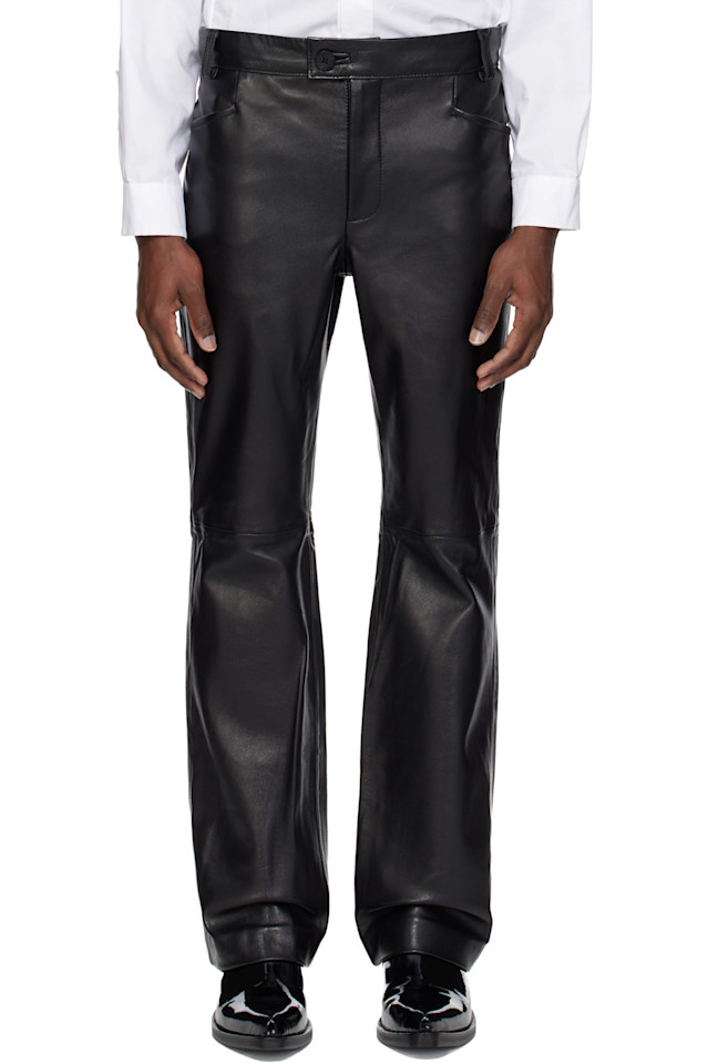 

Ernest W. Baker Черные кожаные брюки-клеш