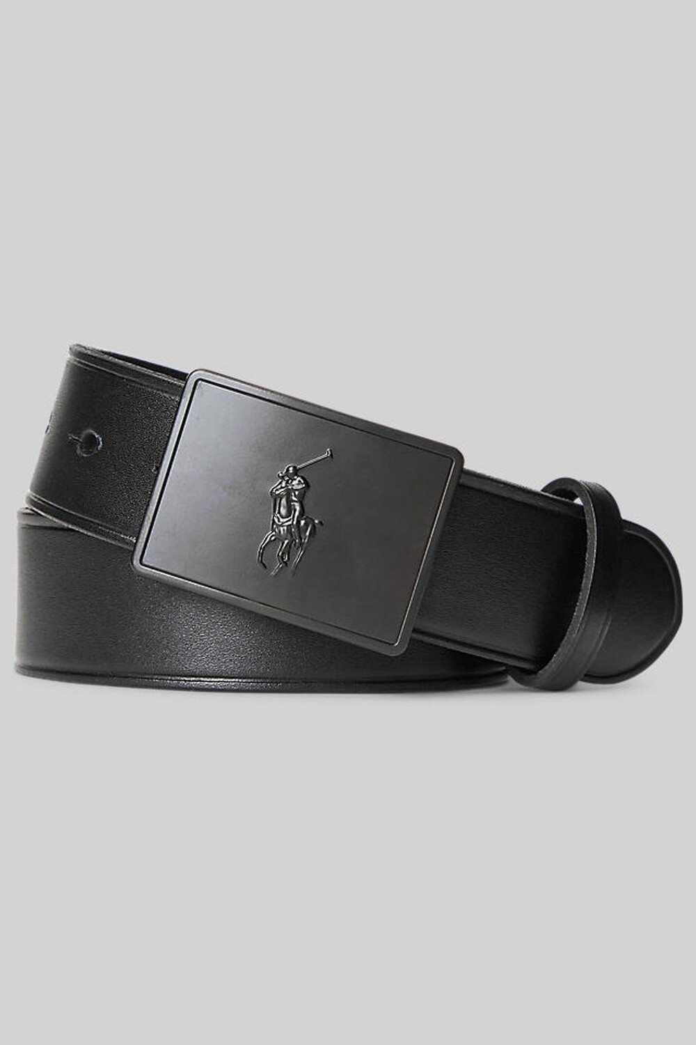 

Кожаный ремешок с металлическим логотипом Polo Ralph Lauren, черный