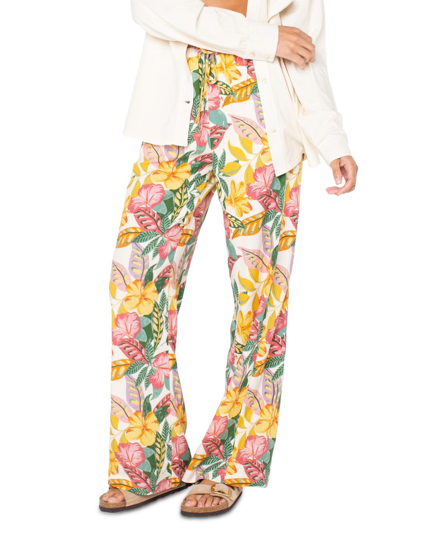 Детские брюки So Precious с цветочным принтом и завязками на талии Roxy, Egret Sangria Tropics — фото 4