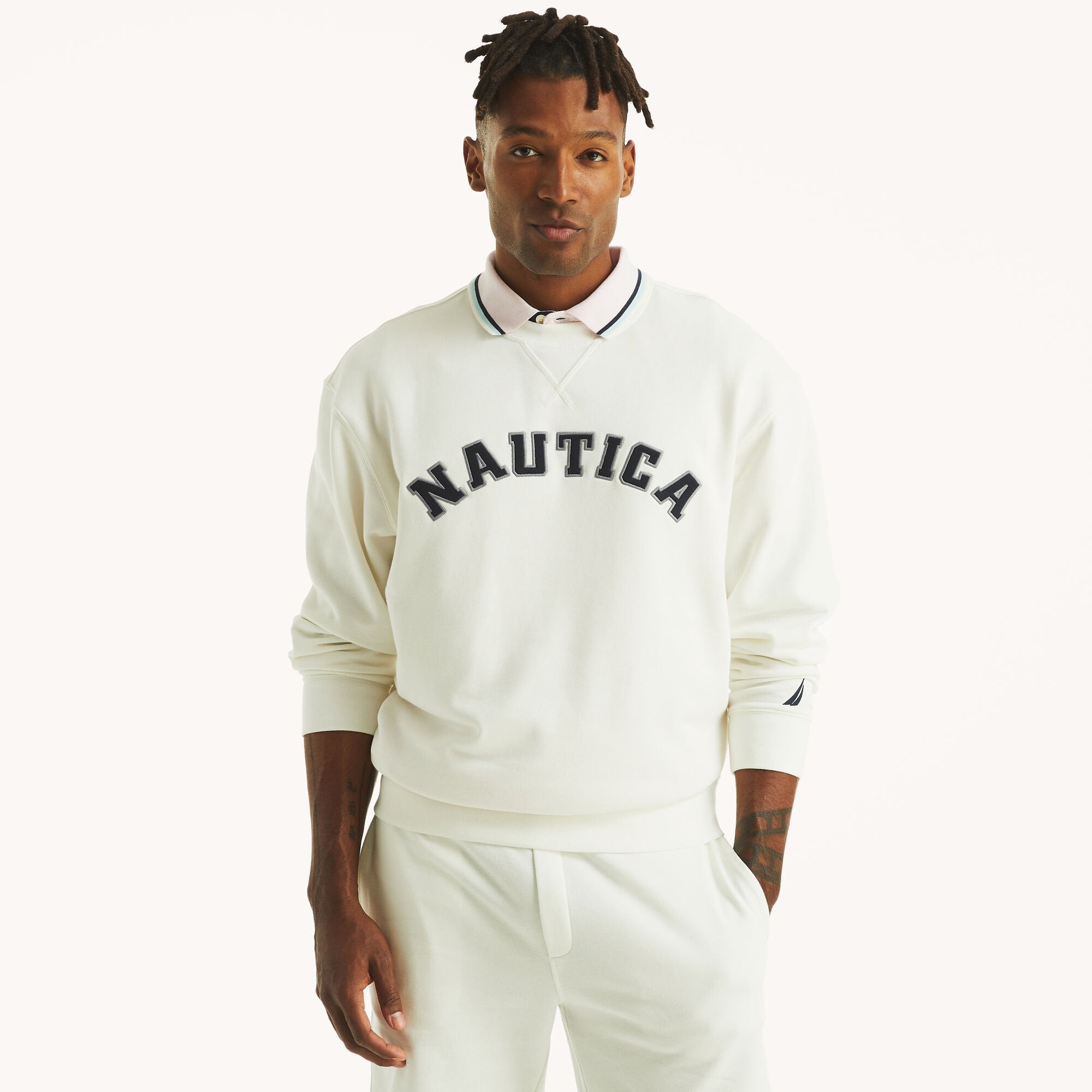 

Мужская флисовая толстовка с круглым вырезом Nautica, цвет sail white ns