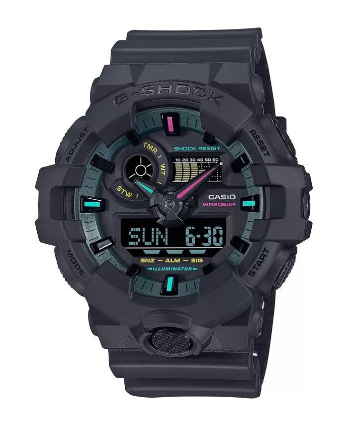 

Мужские аналоговые цифровые часы из черной смолы, 57,5 ​​мм, GA700MF-1A G-Shock, черный