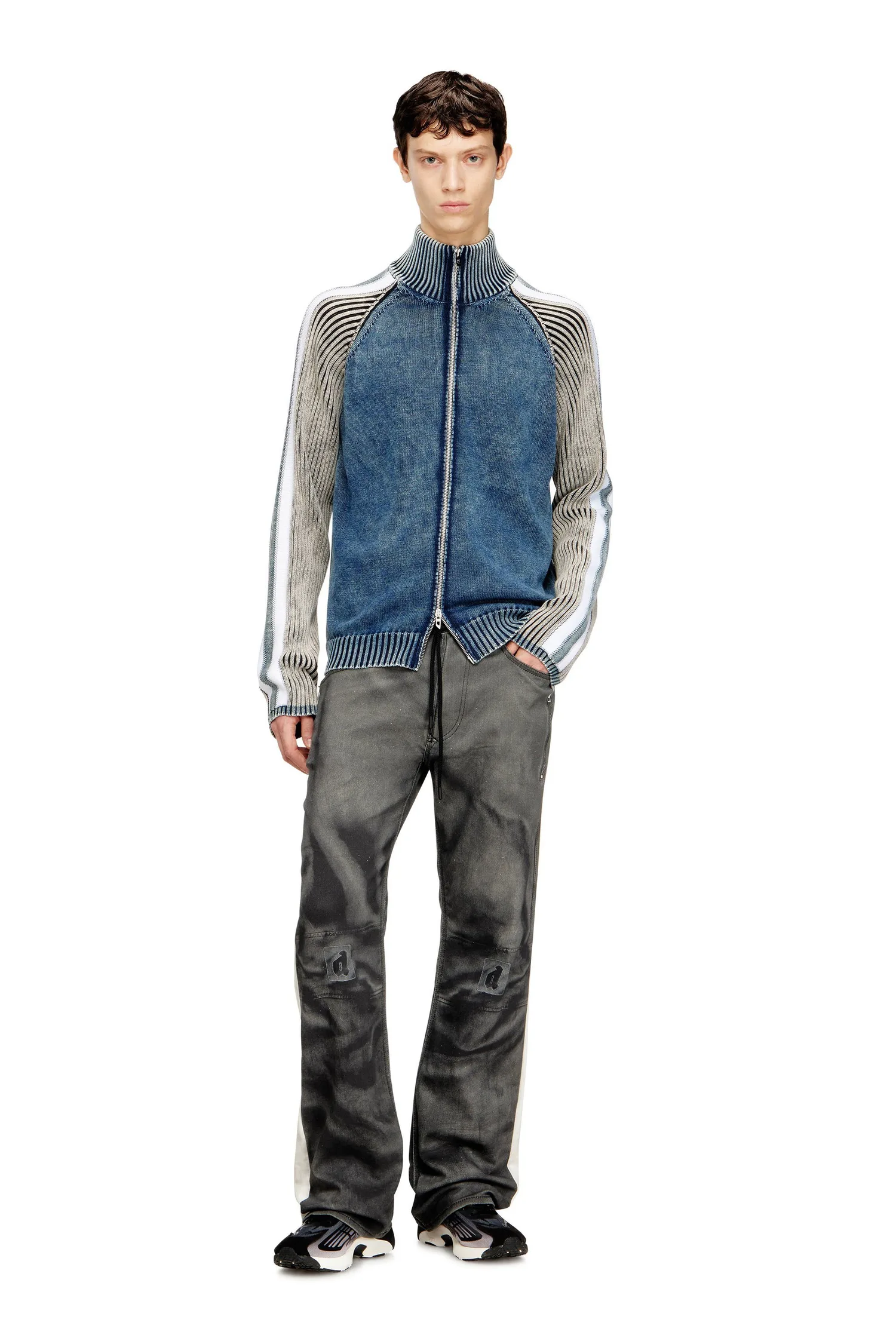 Мужская вязаная куртка на молнии K-HERONIMO Diesel, Blue and other shades — фото 3