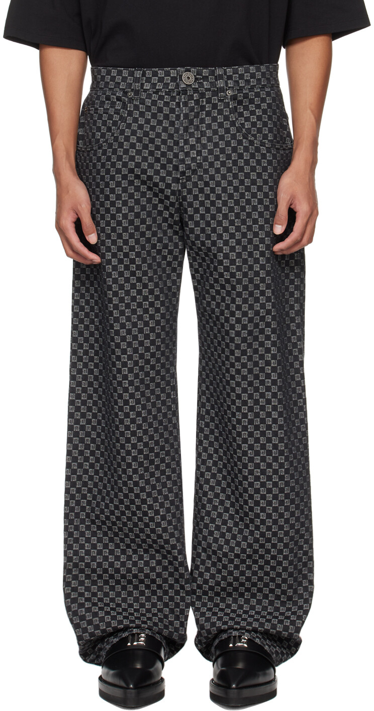 

Черные джинсы с монограммой Balmain