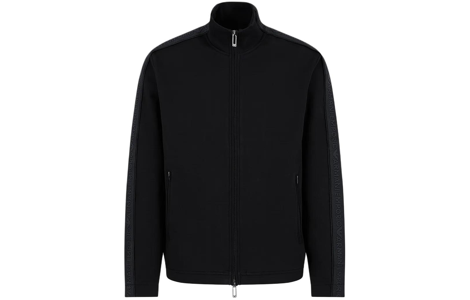 Двусторонний футболка с полной застежкой-молнией и логотипом EMPORIO ARMANI, черный — фото 2