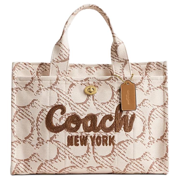 

Coach Фирменная холщовая сумка, сумка-тоут, сумка для покупок, сумка через плечо, дамская сумочка, большая женская, бежевого цвета
