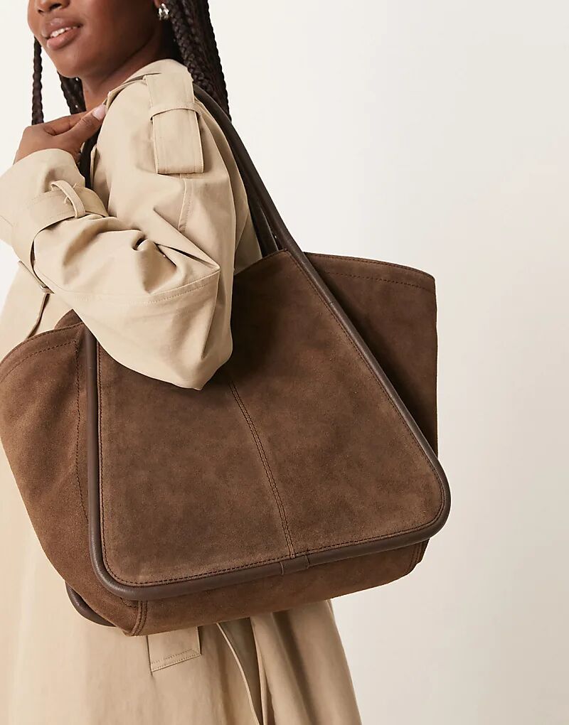 

Замшевая сумка-тоут с крыльями коричневого цвета ASOS DESIGN, Коричневый, Замшевая сумка-тоут с крыльями коричневого цвета ASOS DESIGN
