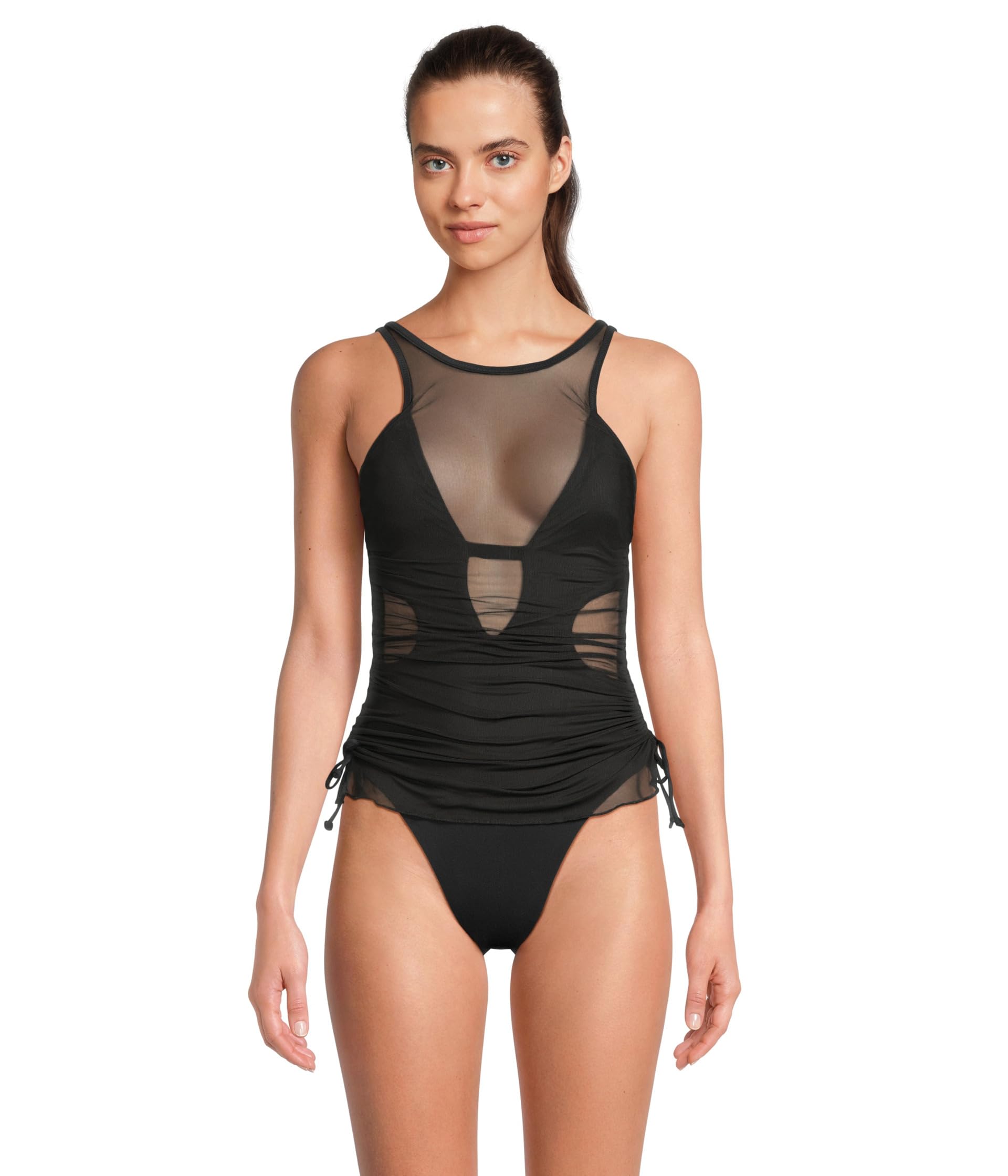 

Купальник BECCA Muse Macie High Neck Mesh Overlay One Piece, черный