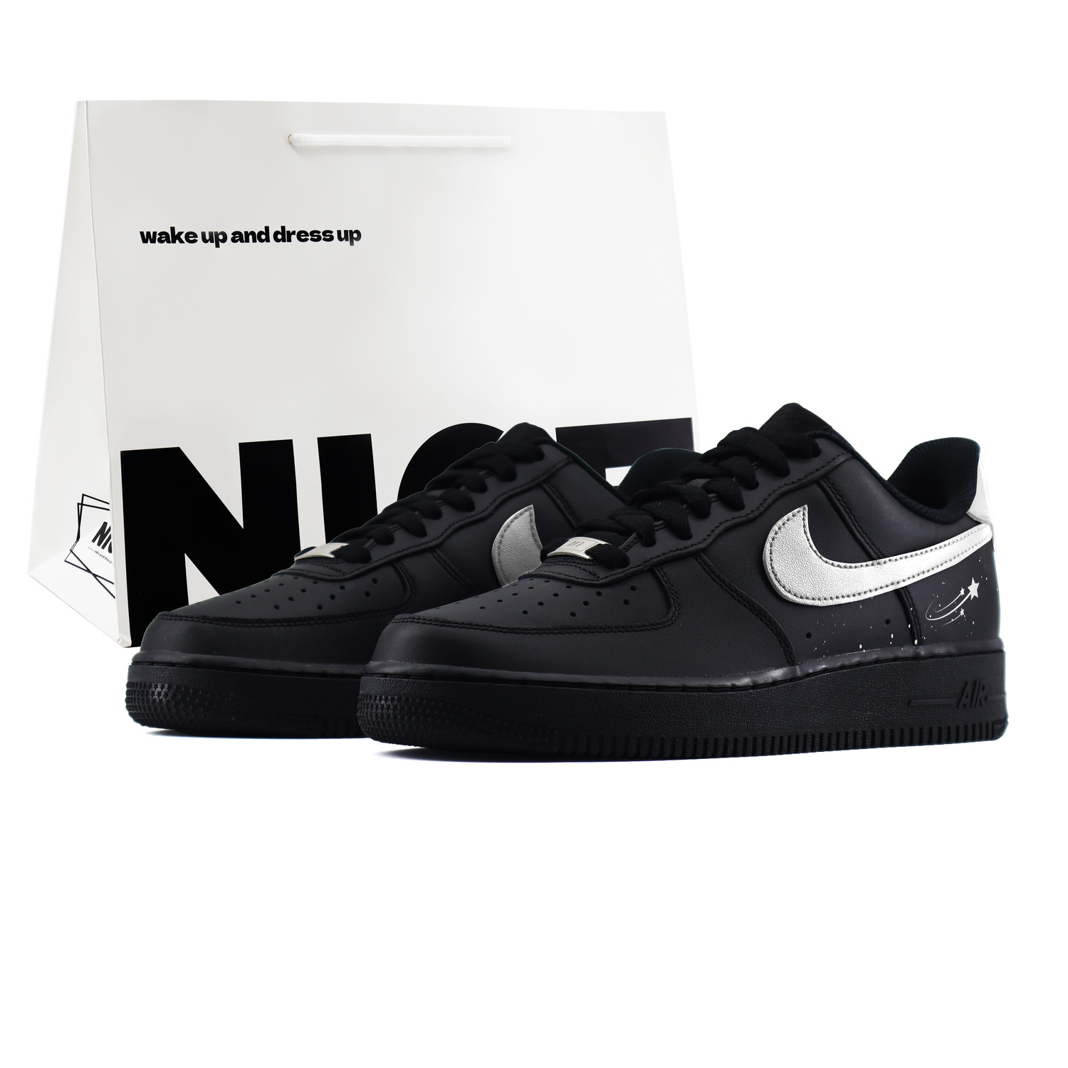 

Кроссовки для скейтбординга Air Force 1 Kids Nike, черный серебряный