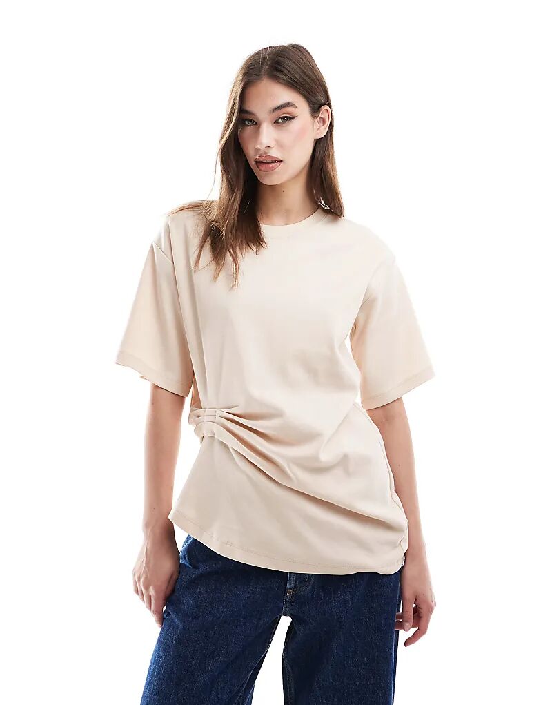 

Футболка с присборенной стороной в камне ASOS DESIGN