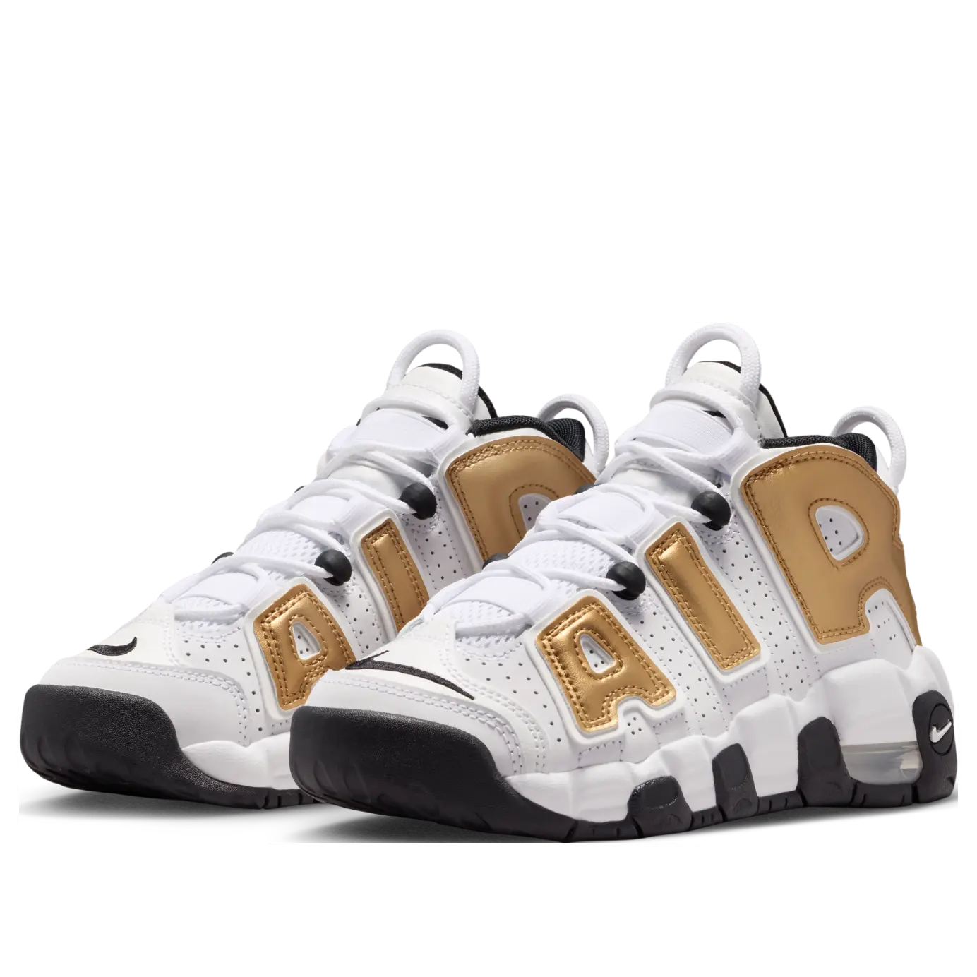Кроссовки (GS) Nike Air More Uptempo 'White Metallic Gold Black' — фото 3