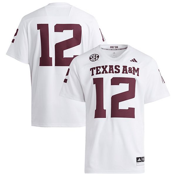 Мужская футболка Texas A&M Aggies Premier #12 белая Adidas — фото 2