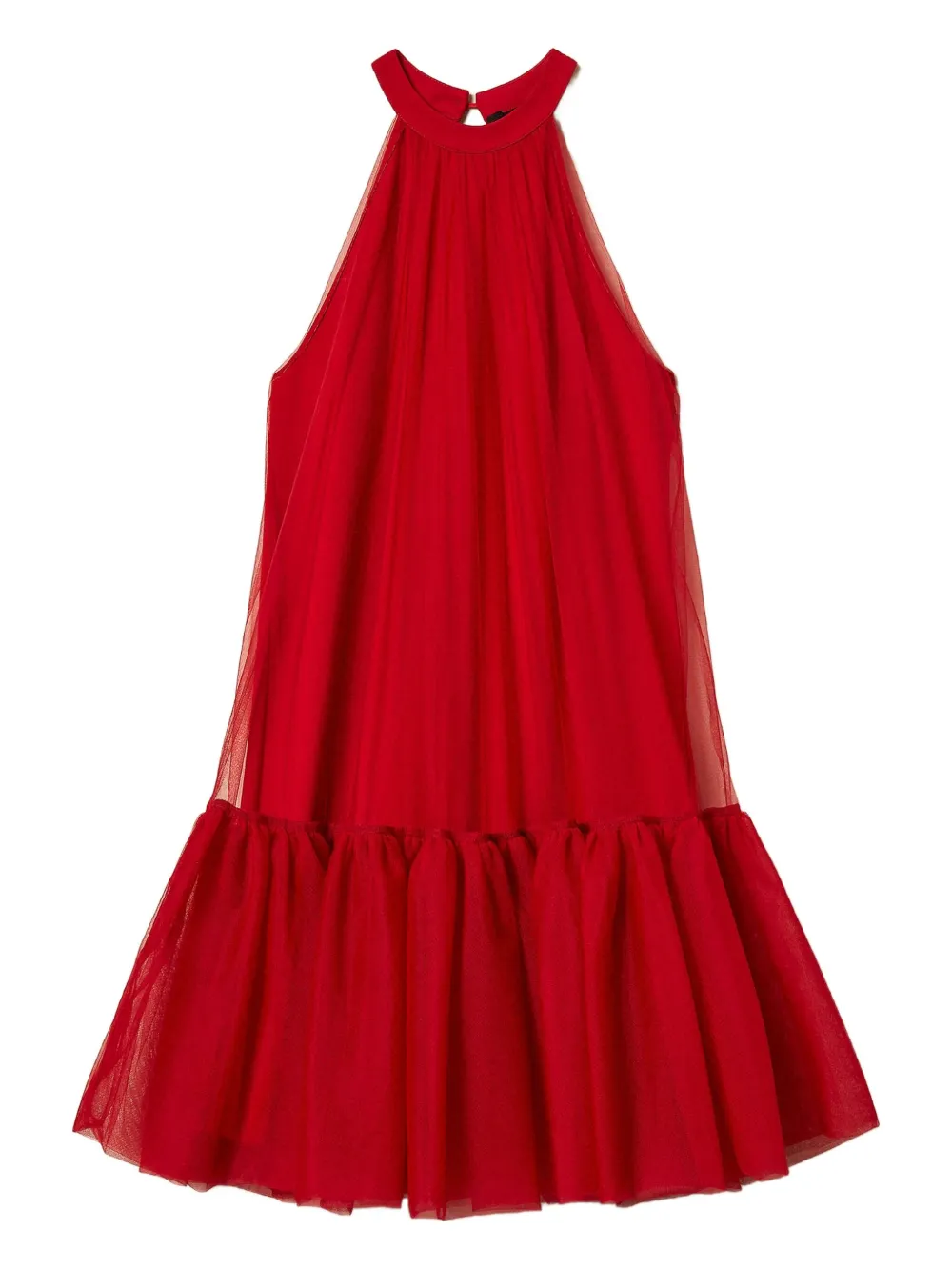 

Платье мини с вырезом халтер и оборками Twinset, красный