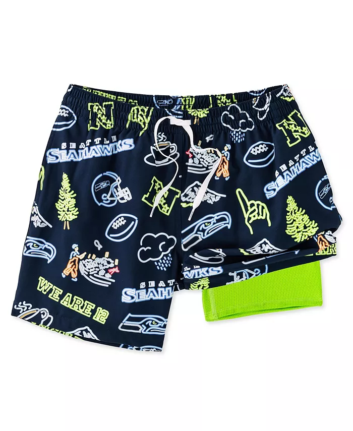 

Мужские классические плавки Seattle Seahawks The Neon с неоновой окантовкой, 5.5", цвет navy Chubbies