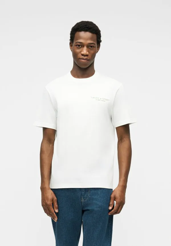 Футболка Lacoste с принтом, Круглый вырез, белый