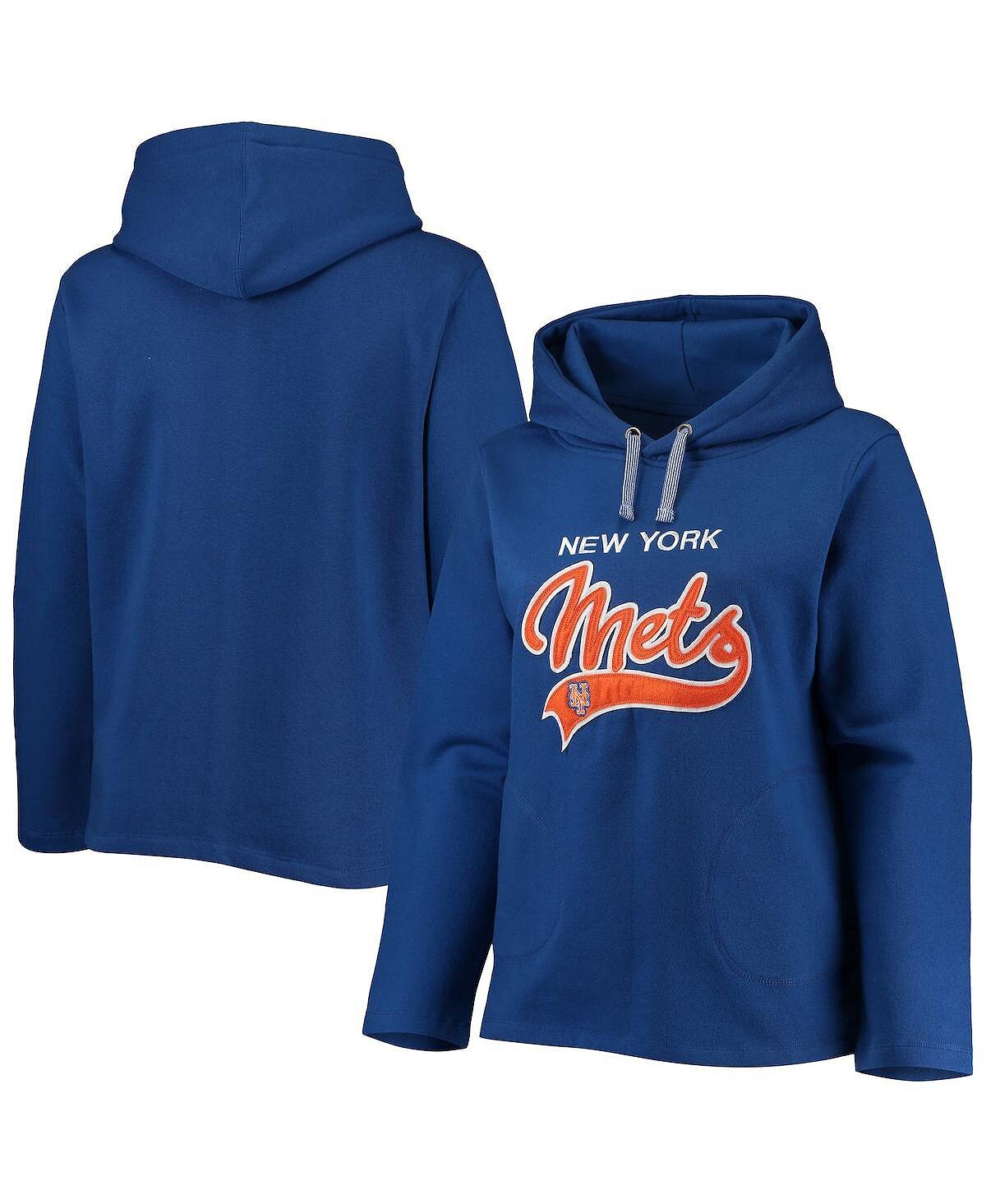 

Женский пуловер с капюшоном Royal New York Mets больших размеров с разрезом по бокам Soft As A Grape
