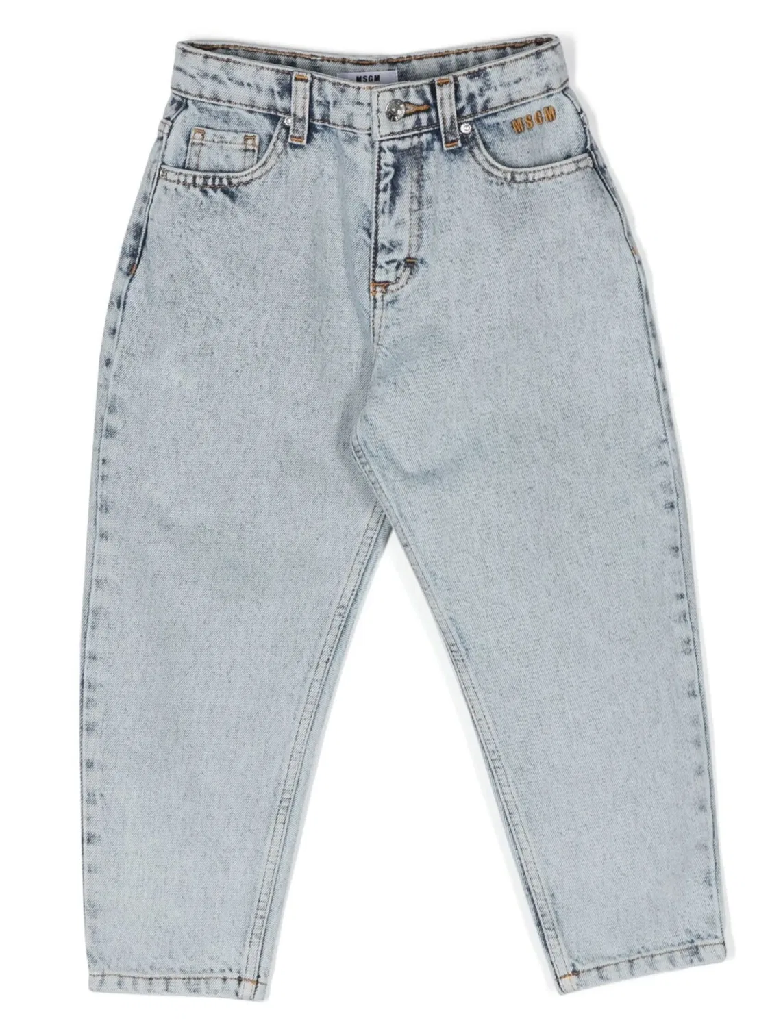 Прямые джинсы с вышитым логотипом Msgm Kids, синий