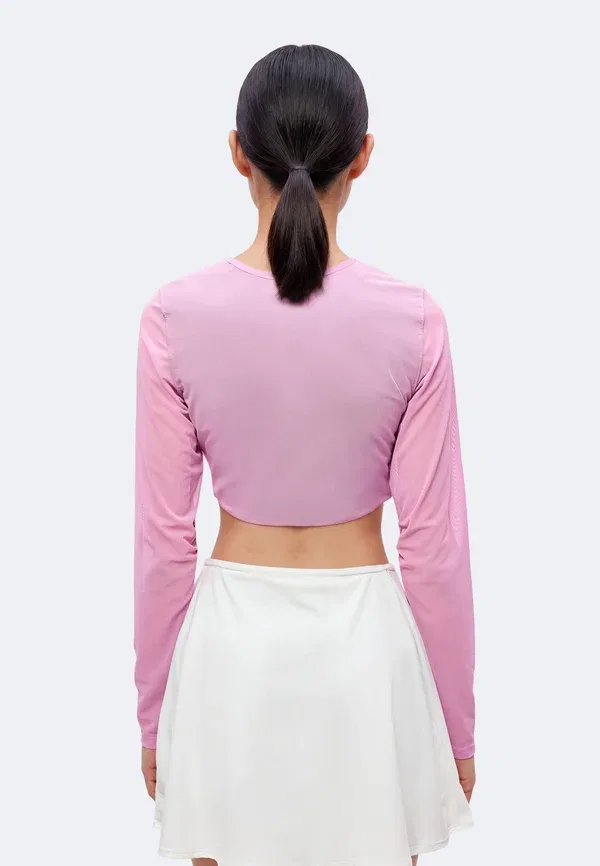 Топ с длинным рукавом из сетки Nikecourt Slam Longsleeve Crop, Nike Performance, Light Magenta/Tattoo/Black, черный — фото 3
