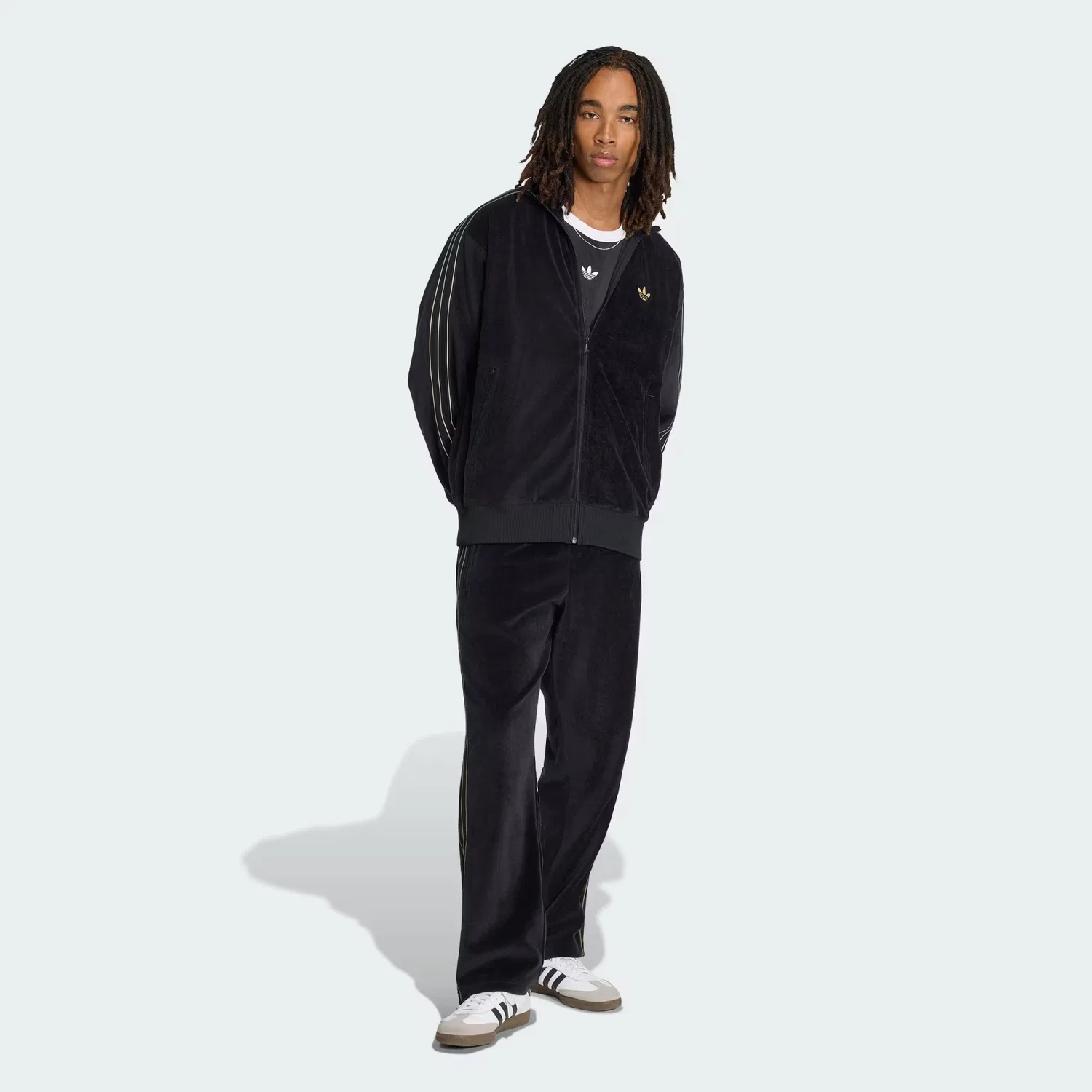 Мужская спортивная куртка свободного кроя Firebird Velour Adidas Originals, черный — фото 4