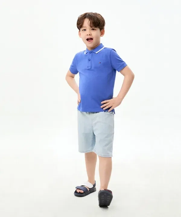 Шорты джинсовые на резинке, Tommy Hilfiger Kids, синий деним