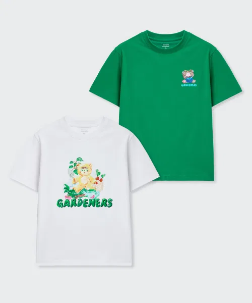 Детский комплект футболок с коротким рукавом с принтом Slocoster Collab Relaxed T-Shirt 2-Pack MUSINSA STANDARD KIDS, Другой