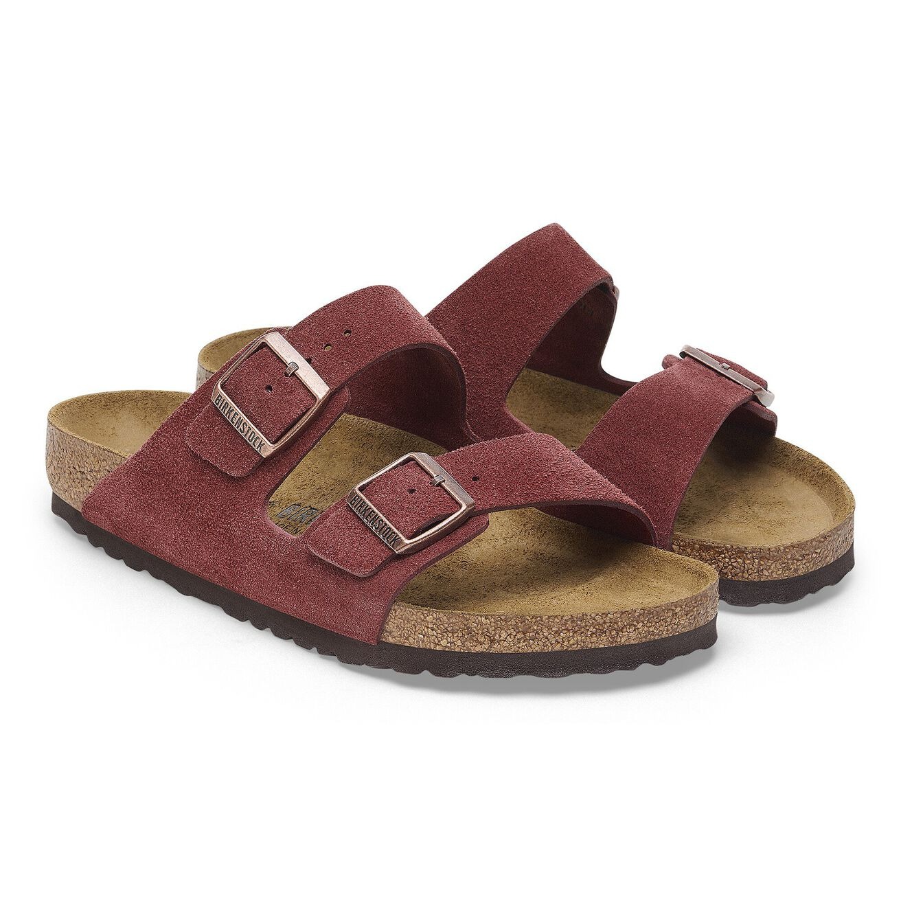 Сандалии Birkenstock Arizona Suede Leather унисекс, бордовый