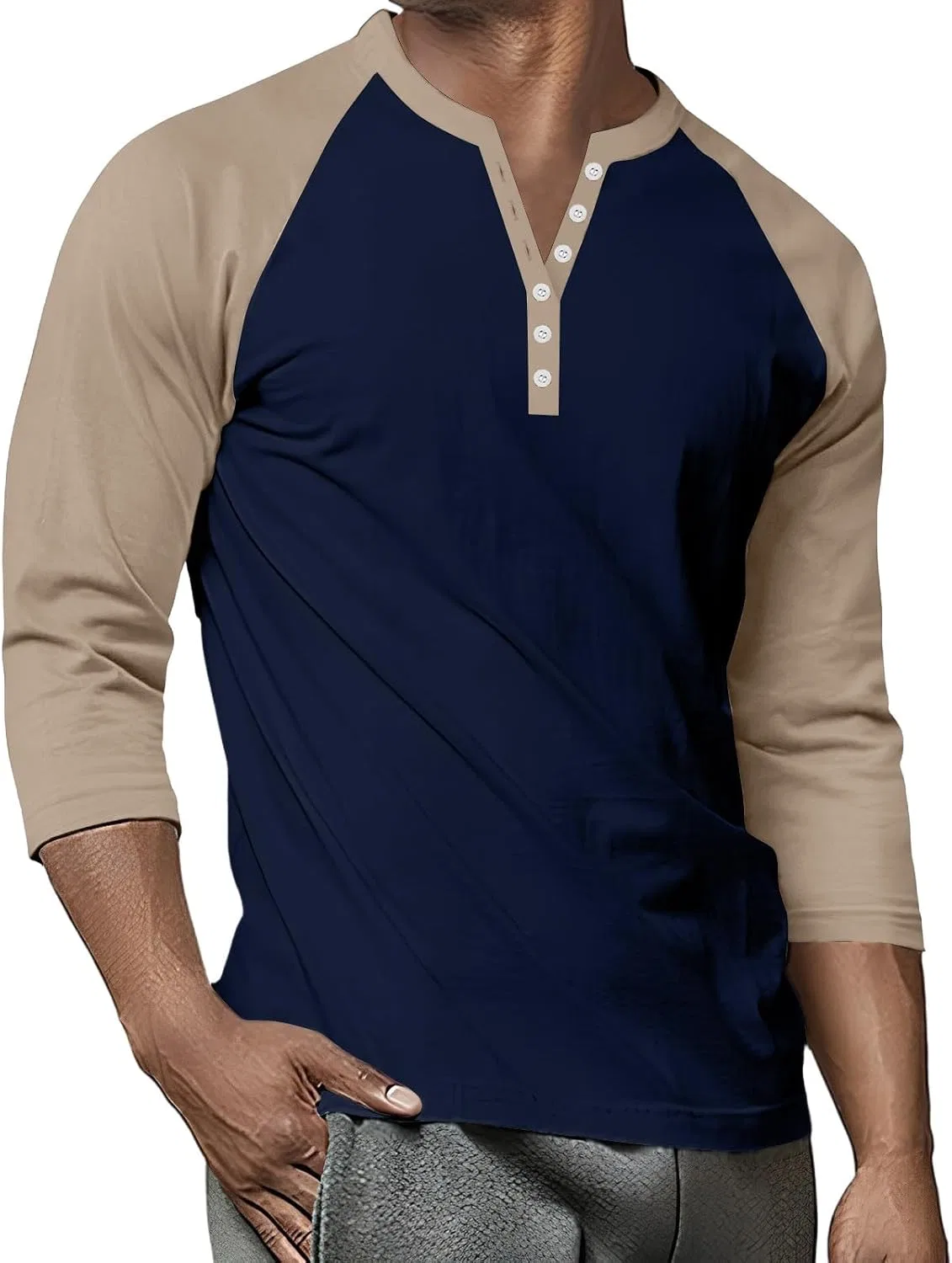 Мужская футболка с длинным рукавом 3/4 Raglan Generic, Dark Blue — фото 4