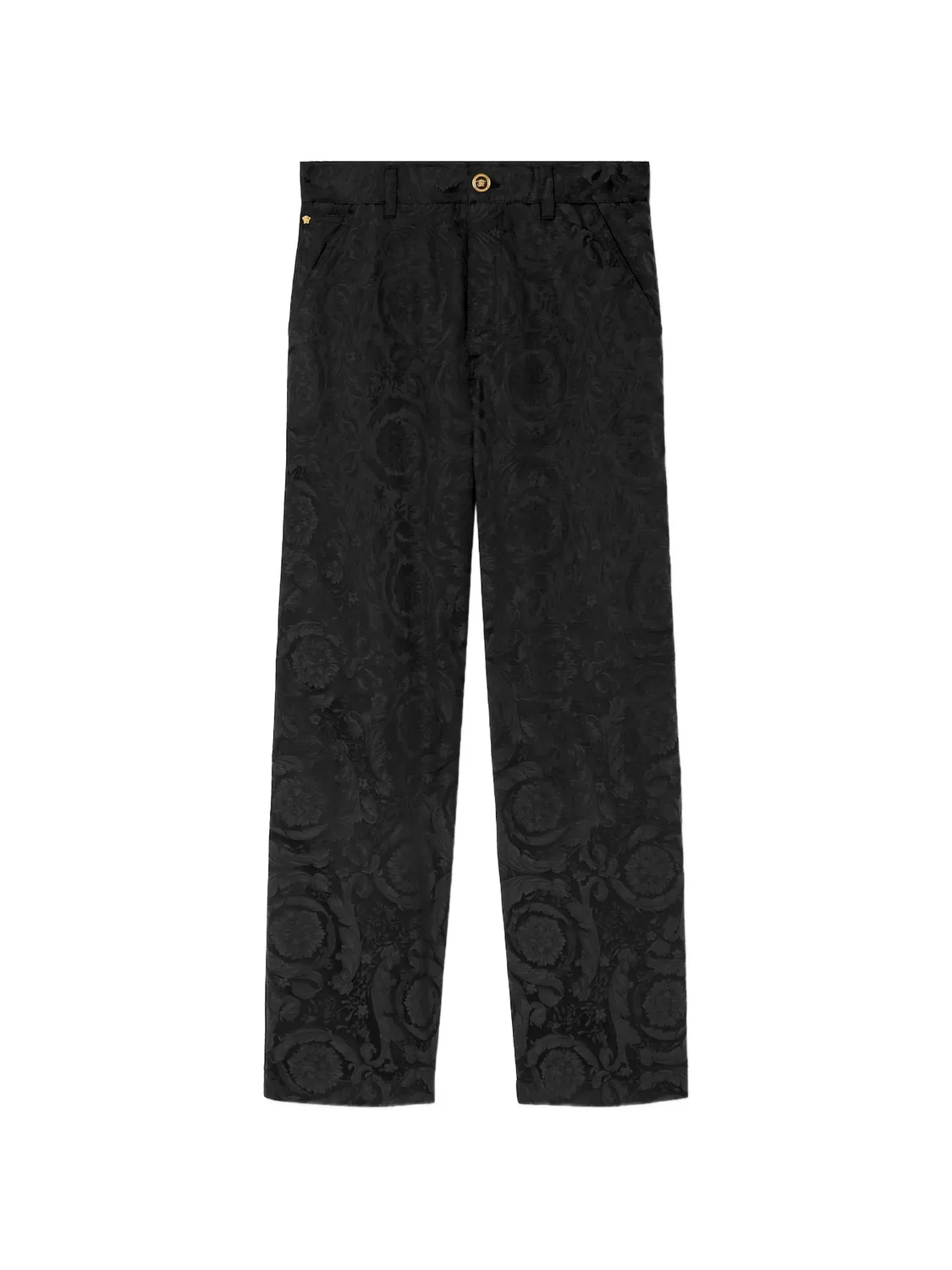 Штаны с флоральным жаккардом Versace, черный