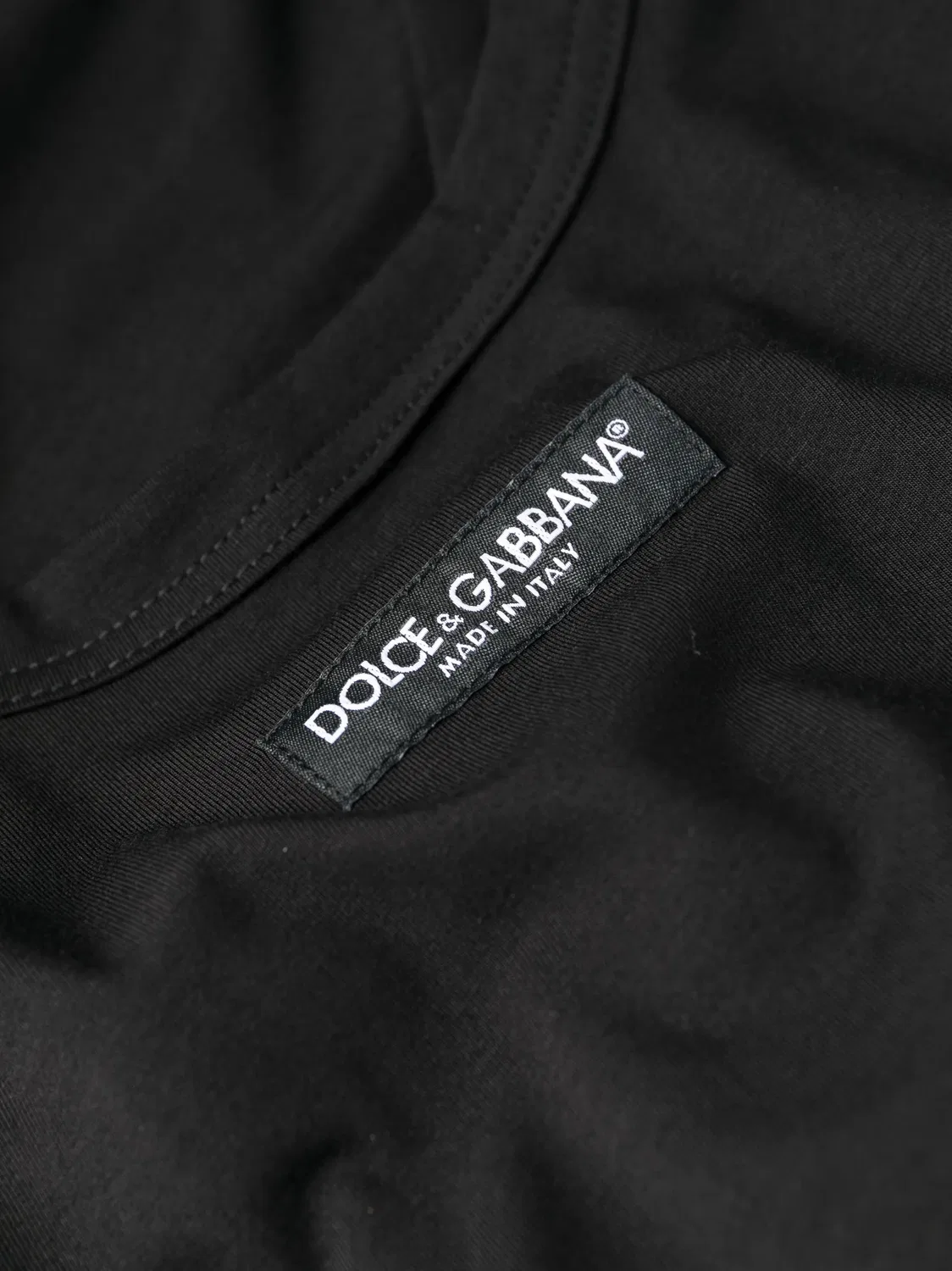 Dolce & Gabbana Майка с нашивкой логотипа, черная — фото 2