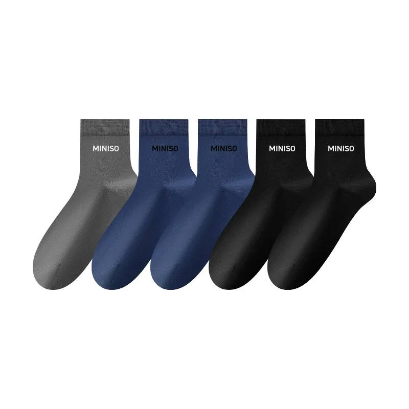 Детские гольфы набор 5 пар MINISO, Black 2+Navy Blue 2+Dark Gray 1