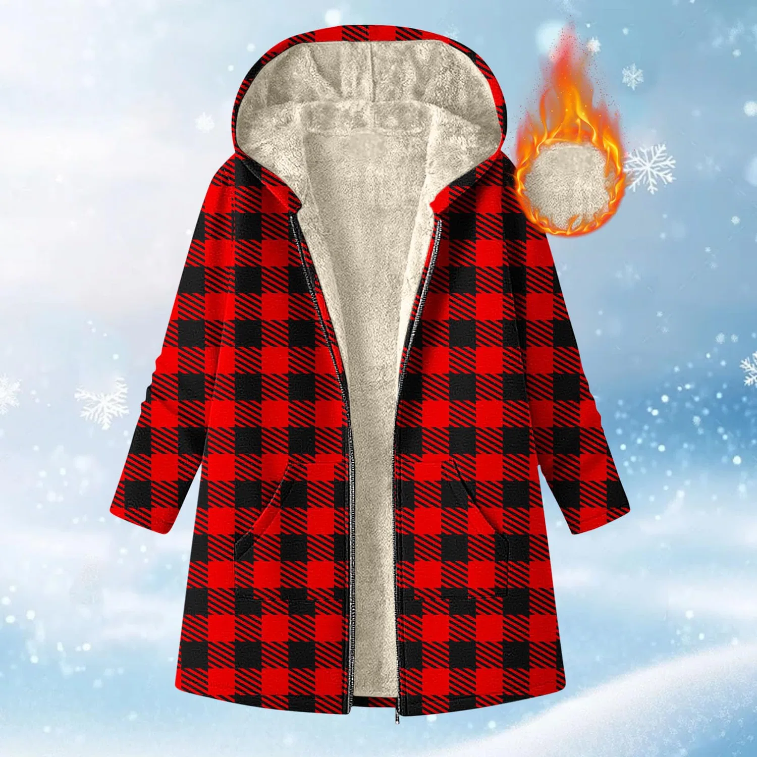 Женская куртка-рубашка с принтом в клетку, модель Plaid, бренд, 03 rosso — фото 3