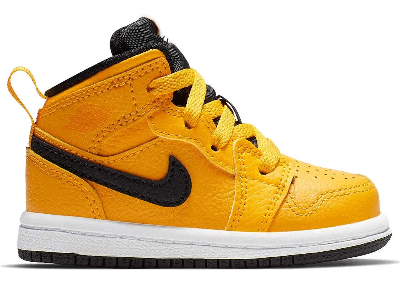 Детские кроссовки с высоким берцем Jordan 1 Mid, University Gold Black White Gym Red
