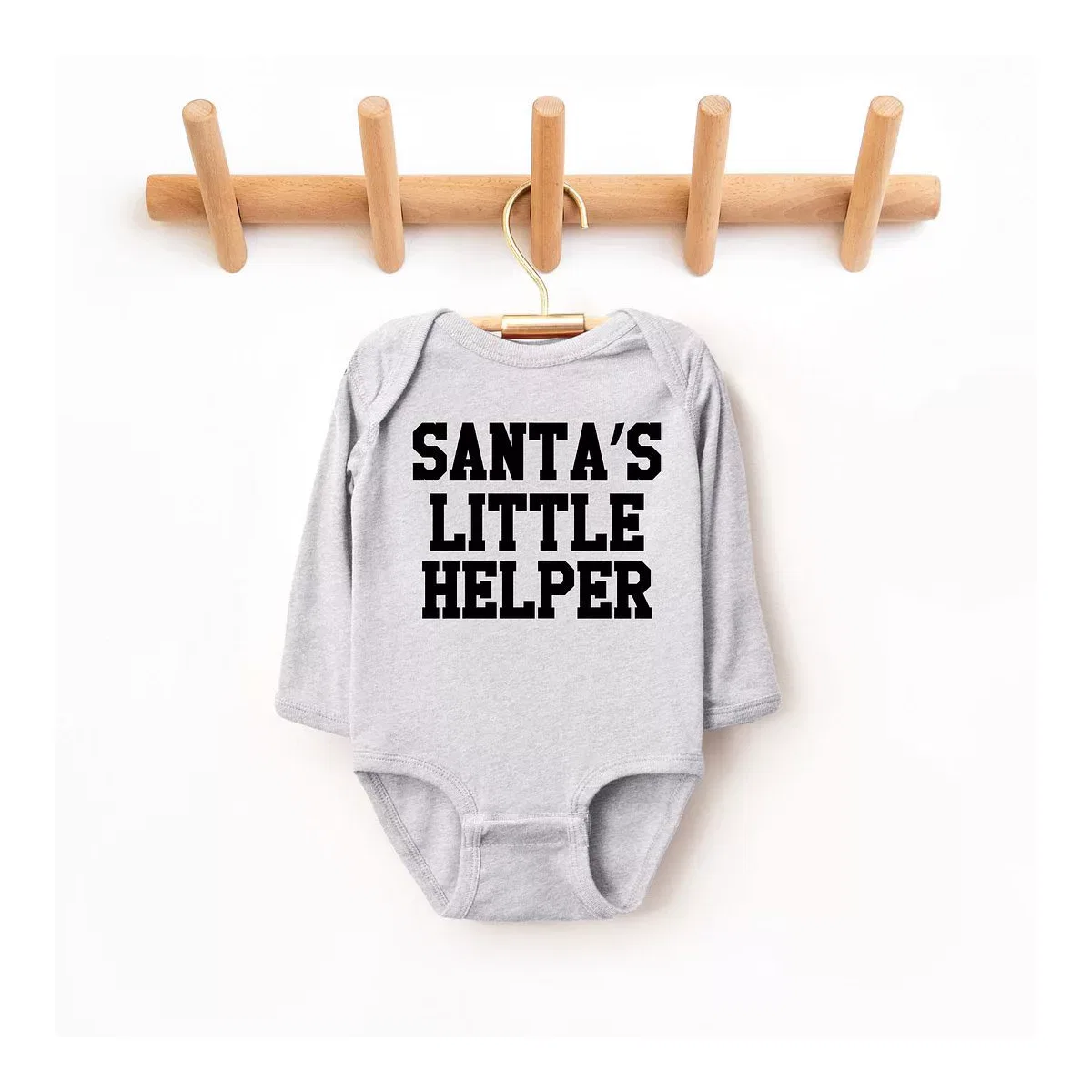 Детский боди с длинным рукавом Santa's Little Helper The Juniper Shop, Heather Grey