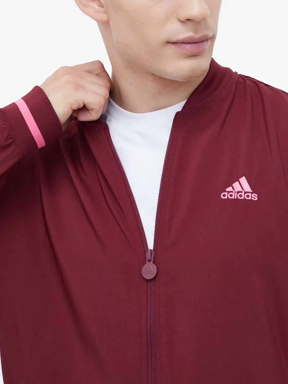 Куртка-бомбер на молнии Adidas, красный — фото 4