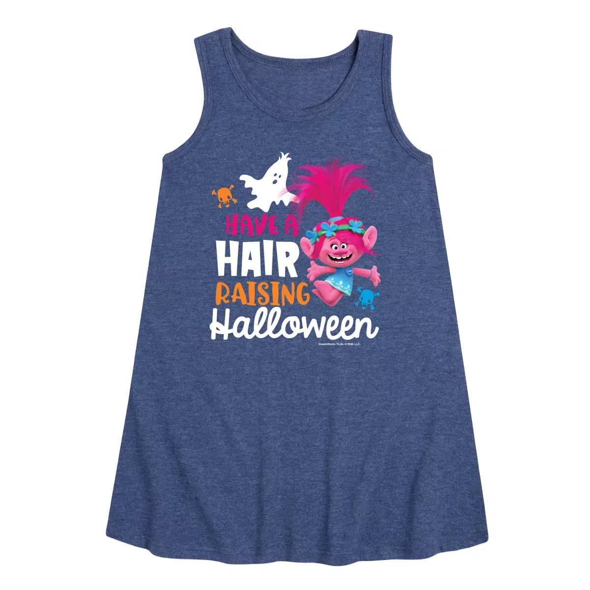 Детское платье-трапеция без рукавов Trolls, Heather Navy