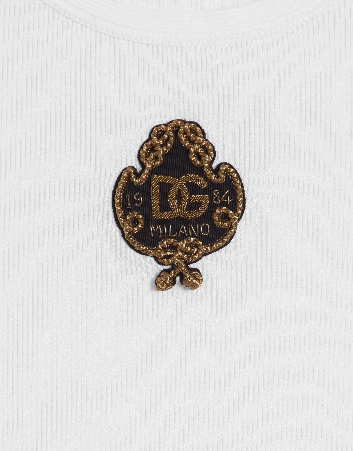 Майка из рубчатого трикотажа с нашивкой DOLCE & GABBANA, белый — фото 4