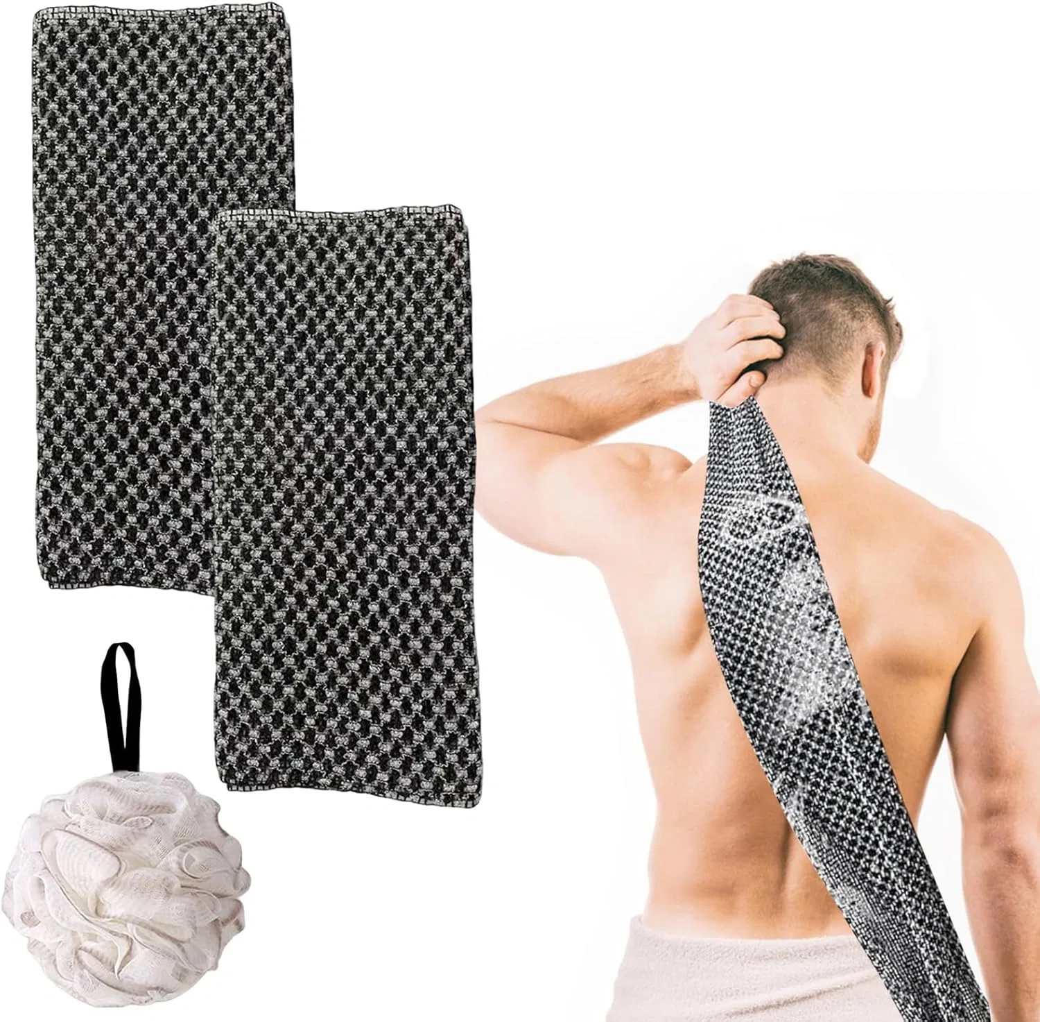 Эксфолиирующее полотенце для спины, японское, SEMINISMAR, набор 2 шт