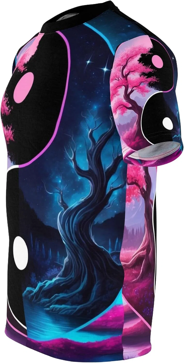Футболка с символом Инь-Ян, Cosmic Balance Design, Black Stitching — фото 3