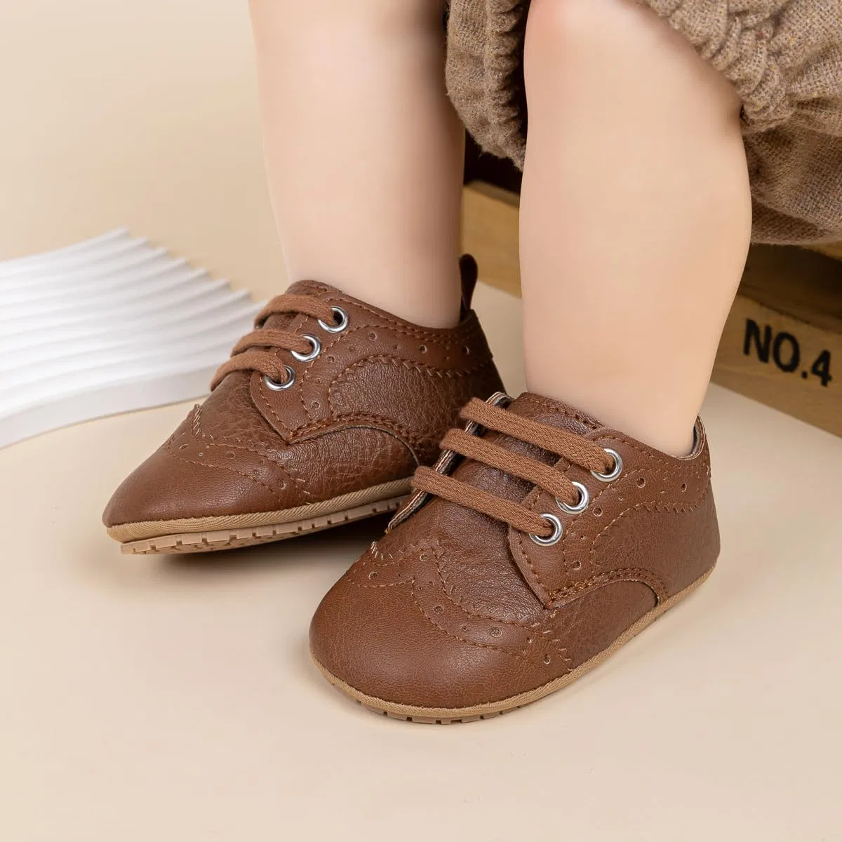 Детские кроссовки для мальчиков и девочек с кожаным верхом HsdsBebe, Brown — фото 3