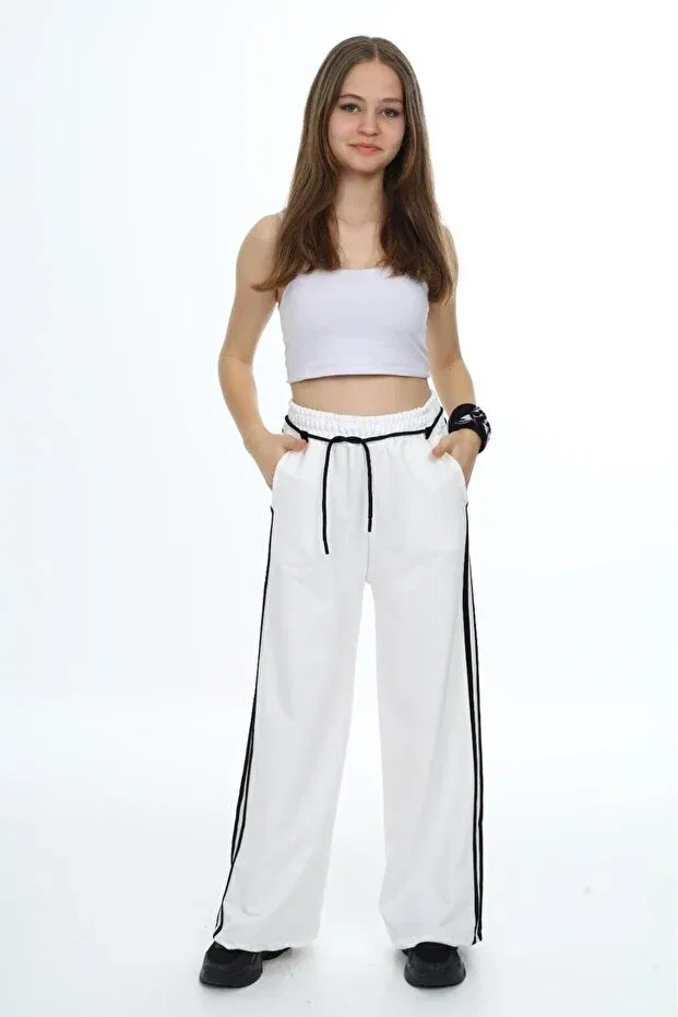 Детские спортивные штаны для девочек хлопковые Oversize Asortix, White